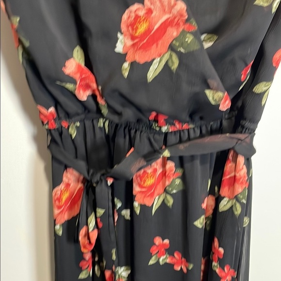 Jolie Vie Black Floral Maxi Dress V-Neck Sleeveless Medium - Picture 8 of 13
